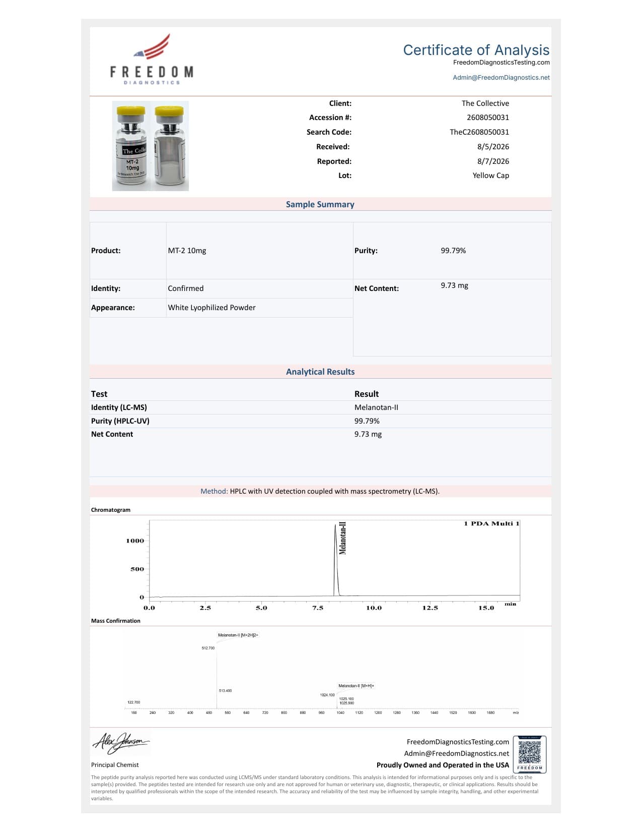 MT-2 10mg COA