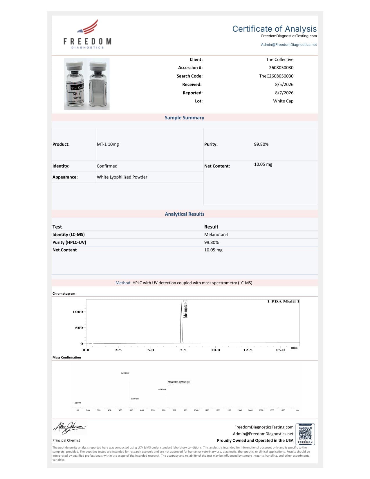 MT-1 10mg COA